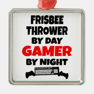 Gamer Frisbee Thrower Silbernes Ornament