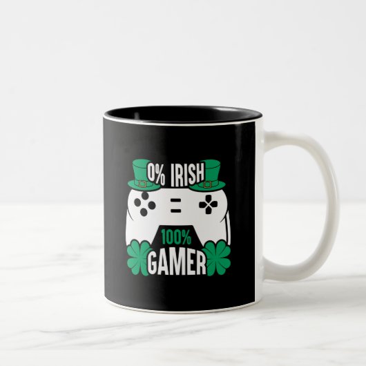 Gamer für den St. Patrick's Day | 0 % Irisch, 100  Zweifarbige Tasse (Rechts)