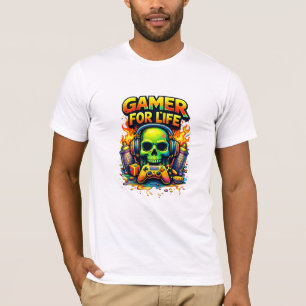 Gamer Fürs Leben – Bold Skull Gaming Design T-Shirt