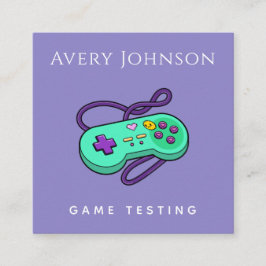 Gamer Game Tester Modern Green Joystick Retro Geek Quadratische Visitenkarte