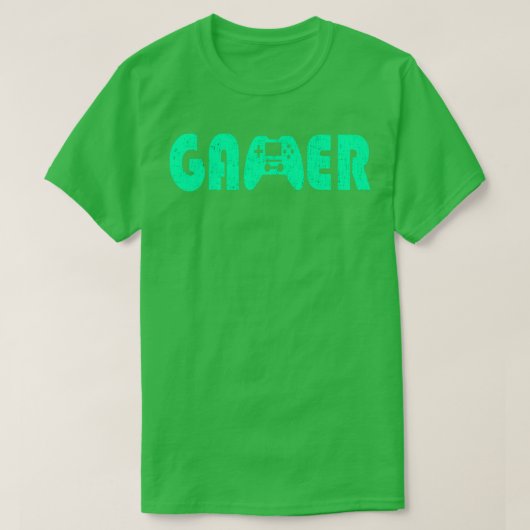 Gamer Gamepad Neon Green T-Shirt (Design vorne)