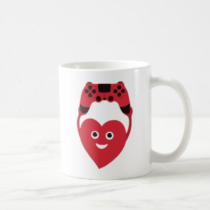 Gamer-Gamer-Controller und ein Herz-Geek Kaffeetasse