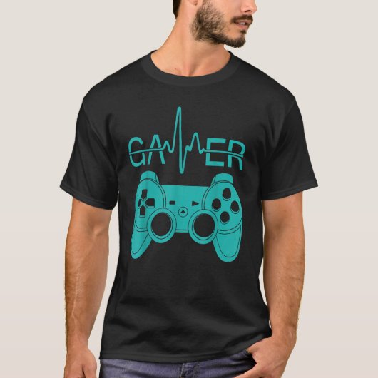 Gamer Gaming GAMER HEARTBEAT Video Gamer Girl Boy T-Shirt (Vorderseite)