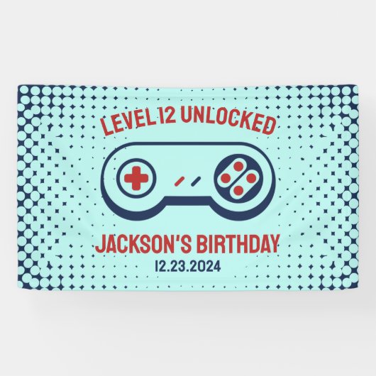 Gamer Gaming Level Uncked Video Games Geburtstag Banner (Horizontal)