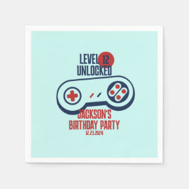 Gamer Gaming Level Uncked Video Games Geburtstag Serviette