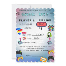 Gamer-Geburtstagseinladung – Level Up Party-Karte