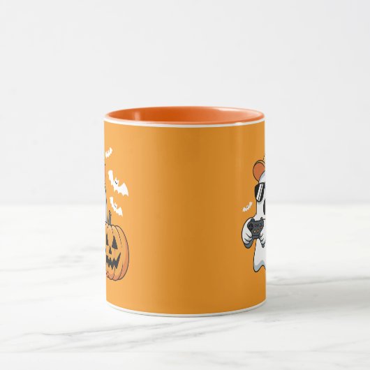 Gamer Geist Kürbis Controller Halloween Cool Tasse (Zentrum)