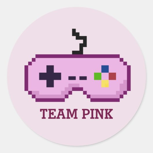 Gamer Gender Reveal Team Pink Stickers (Vorderseite)