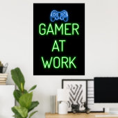 Gamer-Geschenk | Gamer am Arbeitsplatz Poster (Heimbüro)