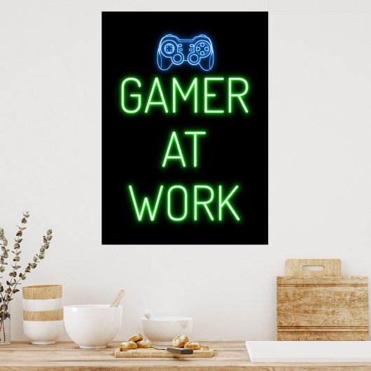 Gamer-Geschenk | Gamer am Arbeitsplatz Poster (Küche)