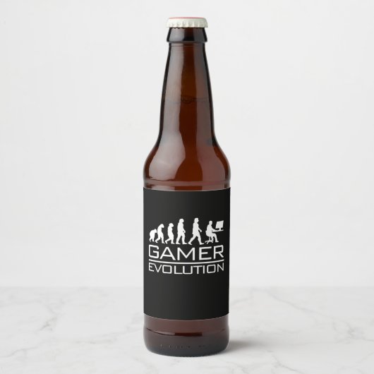 Gamer-Geschenk | Gamer-Evolution Bierflaschenetikett (Vorderseite)