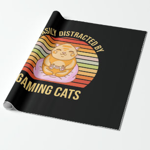 Gamer-Geschenk Leicht von Spielkatzen abgelenkt Geschenkpapier
