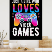 Gamer-Geschenk | Nur ein Mädchen, das Videospiele  Poster (Küche)