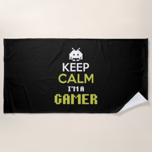 Gamer Gift Behielt Calm I Bin A Gamer Strandtuch