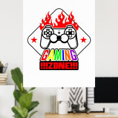 Gamer Gift Gaming Zone Poster (Heimbüro)
