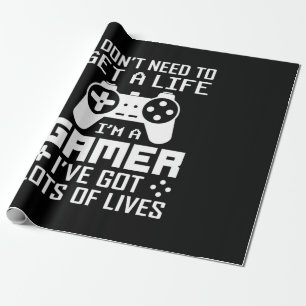 Gamer Gift Ich bin ein Gamer habe viele Leben Got Geschenkpapier