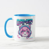 Gamer Girl Cat Coffee Mug Tasse (Links)