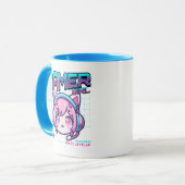 Gamer Girl Cat Coffee Mug Tasse (Vorderseite Links)
