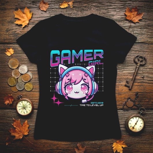 Gamer Girl Cat T-Shirt