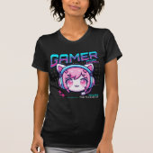 Gamer Girl Cat T-Shirt (Vorderseite)