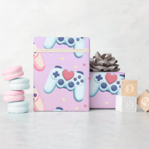 Gamer Girl Colorful Pink Video Game Geschenkpapier