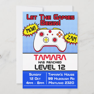 Gamer Girl Comic zum 12. Geburtstag Einladung