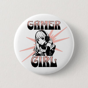 Gamer Girl   Gaming Button