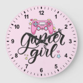 Gamer Girl Große Wanduhr (Vorderseite)