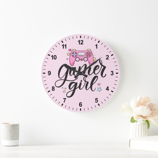 Gamer Girl Große Wanduhr (Zuhause)