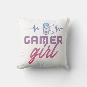 Gamer Girl Heartbeat Kissen