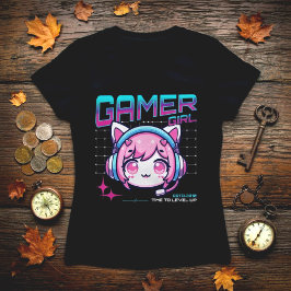 Gamer Girl Katze T-Shirt