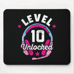Gamer Girl Level 10 Entsperrtes Videospiel 10. Geb Mousepad