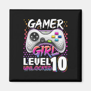 Gamer Girl Level 10 Entsperrtes Videospiel Geburts Magnet
