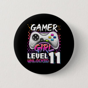 Gamer Girl Level 11 Entsperrtes Videospiel 11. Geb Button
