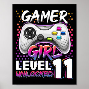 Gamer Girl Level 11 Entsperrtes Videospiel 11. Geb Poster