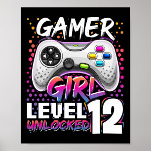 Gamer Girl Level 12 Unlock Video Game 12. Geburtst Poster