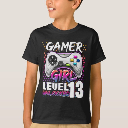 Gamer Girl Level 13 Entsperrtes Videospiel 13. Geb T-Shirt (Vorderseite)