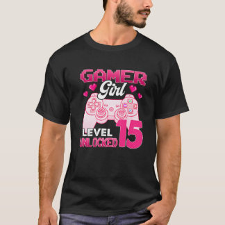 Gamer Girl Level 15 Entsperrtes Videospiel 15. Geb T-Shirt