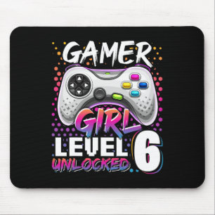 Gamer Girl Level 6 Unlock Video Game 6. Geburtstag Mousepad