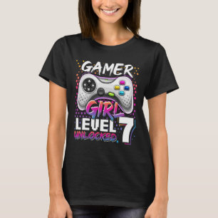 Gamer Girl Level 7 Unlock Video Game 7. Geburtstag T-Shirt
