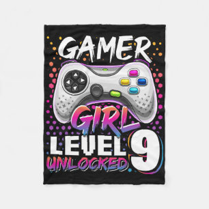 Gamer Girl Level 9 Unlock Video Game 9. Geburtstag Fleecedecke