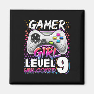 Gamer Girl Level 9 Unlock Video Game 9. Geburtstag Magnet
