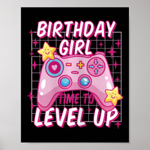 Gamer Girl Level Unlocks Videospiel Geburtstagsges Poster