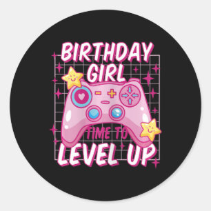 Gamer Girl Level Unlocks Videospiel Geburtstagsges Runder Aufkleber