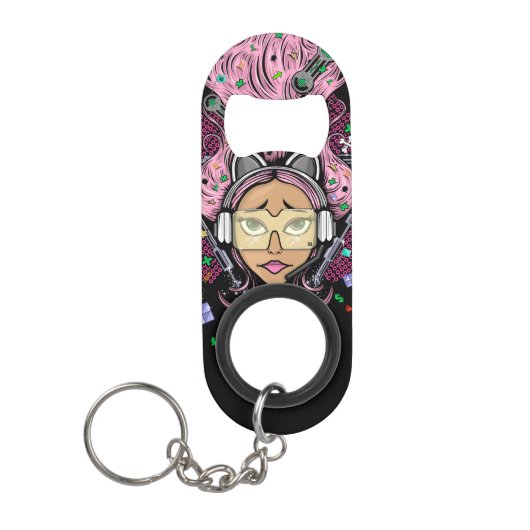 Gamer Girl Mini Flaschenöffner (Vorderseite)