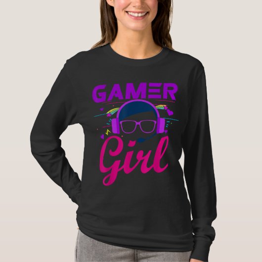 Gamer Girl Niedlich Gaming for Girls Gamers Videos T-Shirt (Vorderseite)