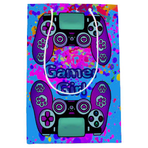 Gamer Girl Party Geburtstag Hübsch Paint Splash Mittlere Geschenktüte