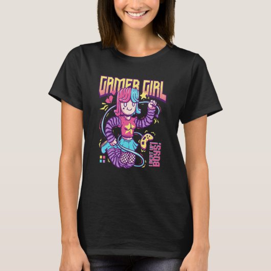 Gamer Girl PC Gaming Video Game E girl Computer Ga T-Shirt (Vorderseite)