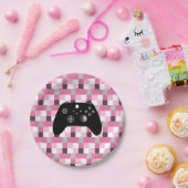 Gamer Girl Pink Pixel und Black Birthday Pappteller (Party)