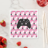 Gamer Girl Pink Pixel und Black Birthday Serviette (Beispiel)